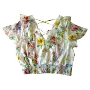 Nordstrom Rack White Floral Blouse| Size L